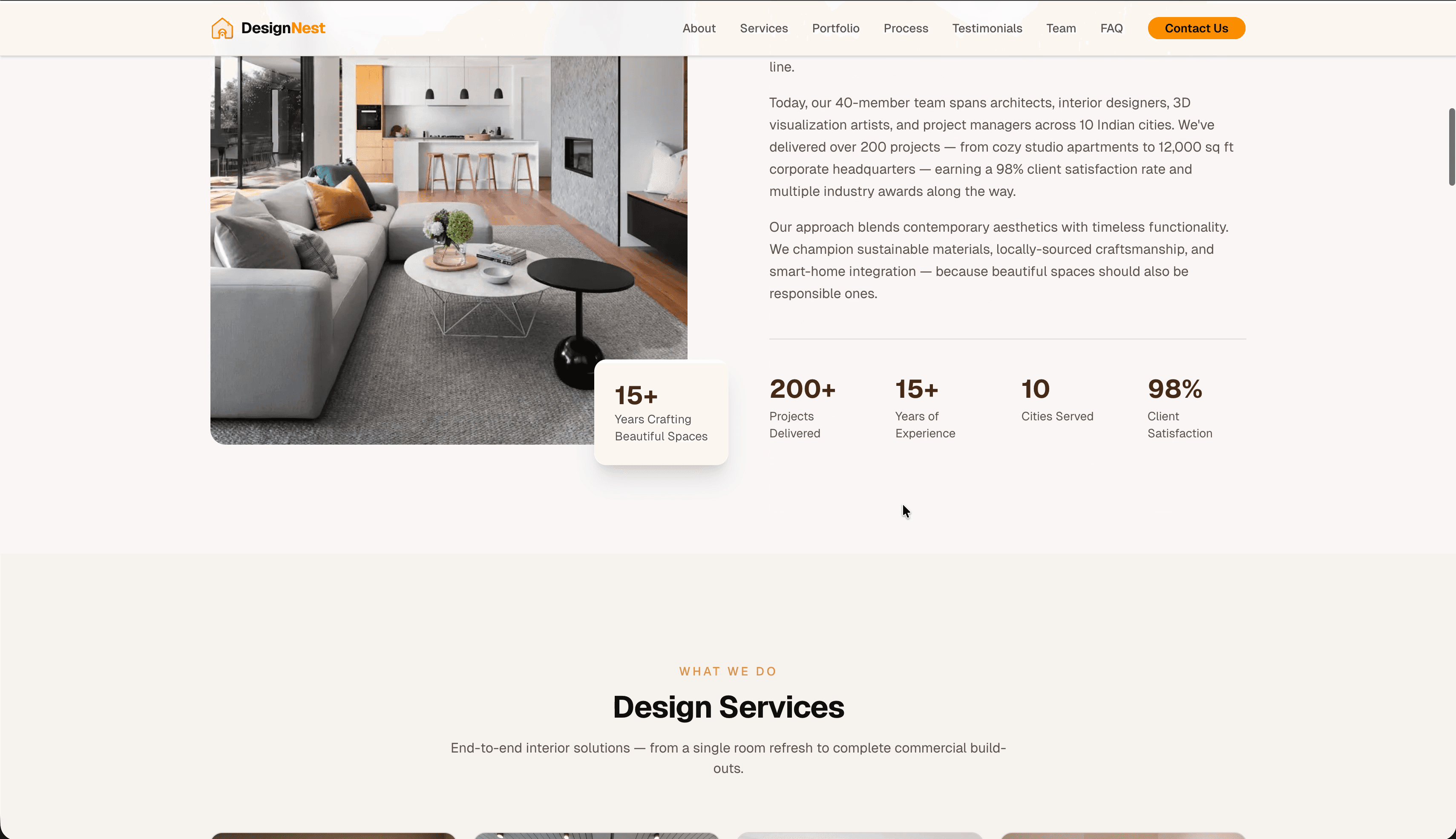 DesignNest static landing — design inspiration showcase with trending styles and featured projects